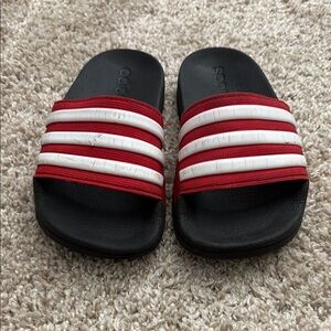 Adidas Black and Red Slide Sandals